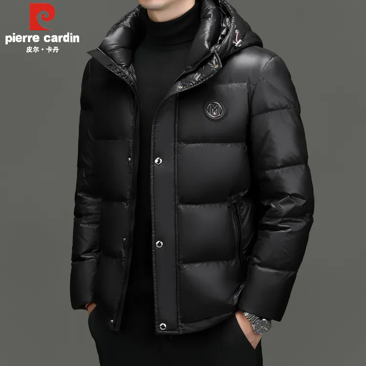 皮尔卡丹男士加厚羽绒服短款冬季款品牌男装连帽极寒冬装保暖外套