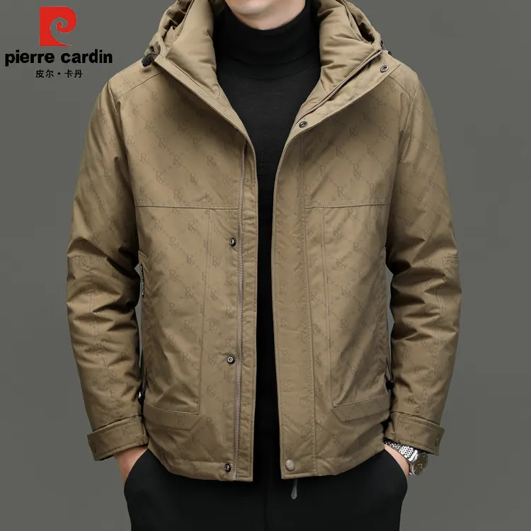 皮尔卡丹男士白鸭绒羽绒服冬季新款时尚商务休闲连帽极寒保暖外套