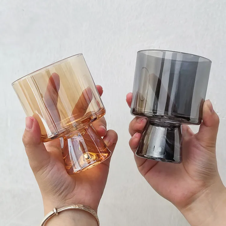 简约法式一杯私藏高级设计师艺术杯玻璃水杯曲线甜品杯咖啡杯酒杯