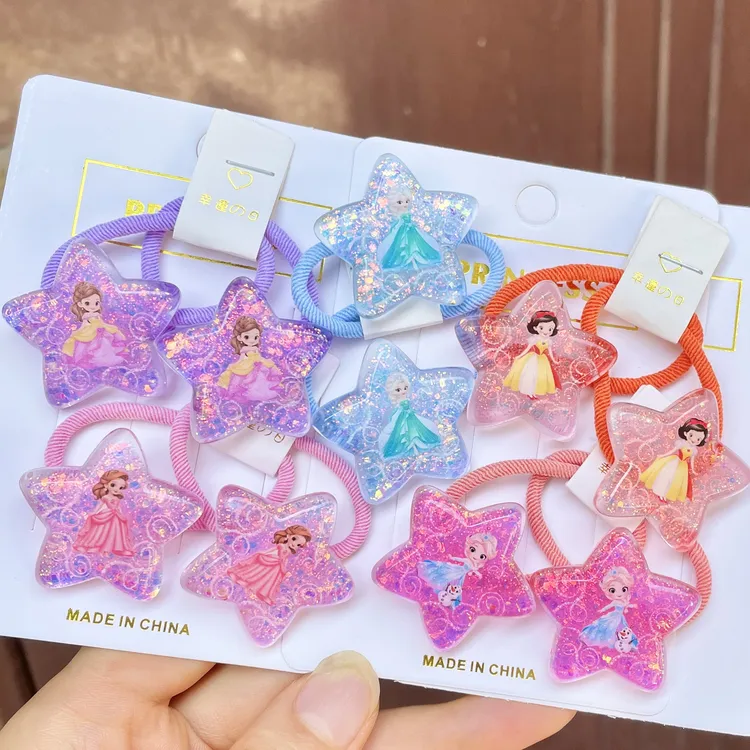 公主爱莎儿童皮筋闪亮星发绳冰雪奇缘头绳女孩发圈幼儿园宝贝头饰