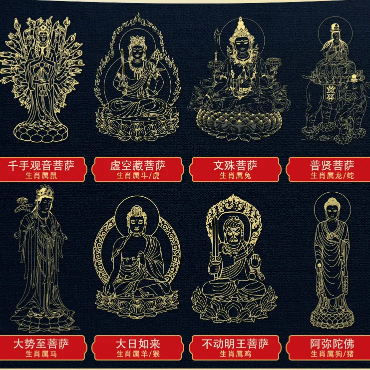 普陀山十二生肖本命佛手机贴纸金属贴礼品
