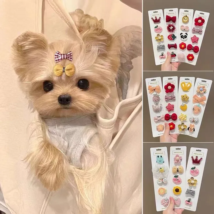 宠物蝴蝶结夏马尔济斯皇冠泰迪猫咪卡通可爱狗狗刘海碎发卡汗毛夹