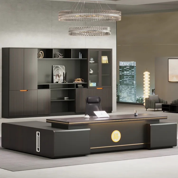 简约现代时尚圆弧办公桌总裁桌领导大班台主管经理室家具桌椅组合