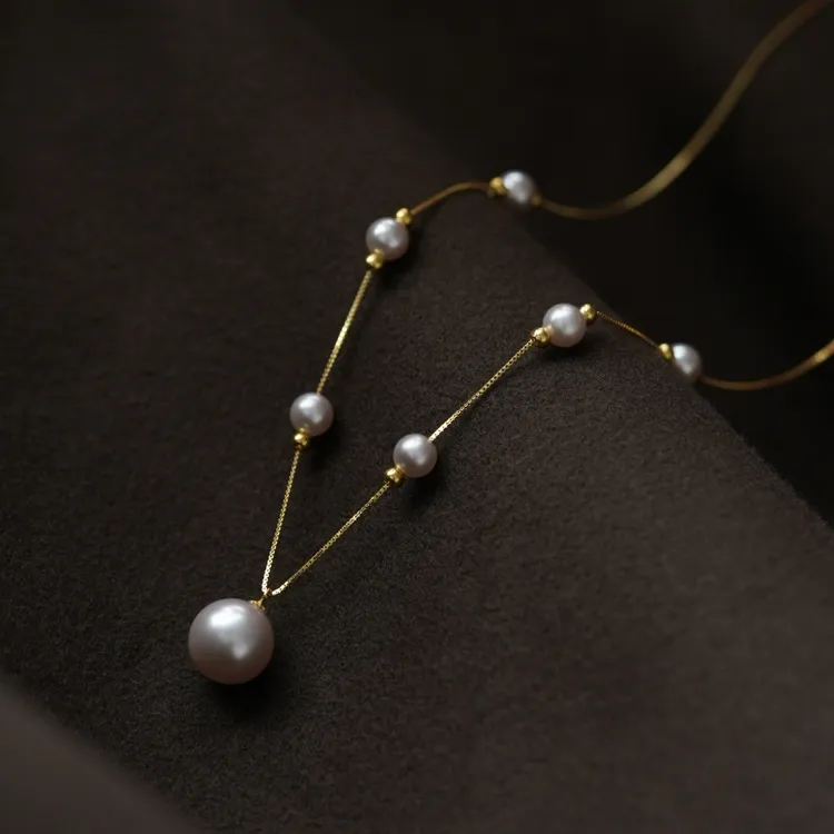 链子925银 曼塔玫瑰紫法式珠珠项链轻奢优雅锁骨链女百搭时尚颈饰