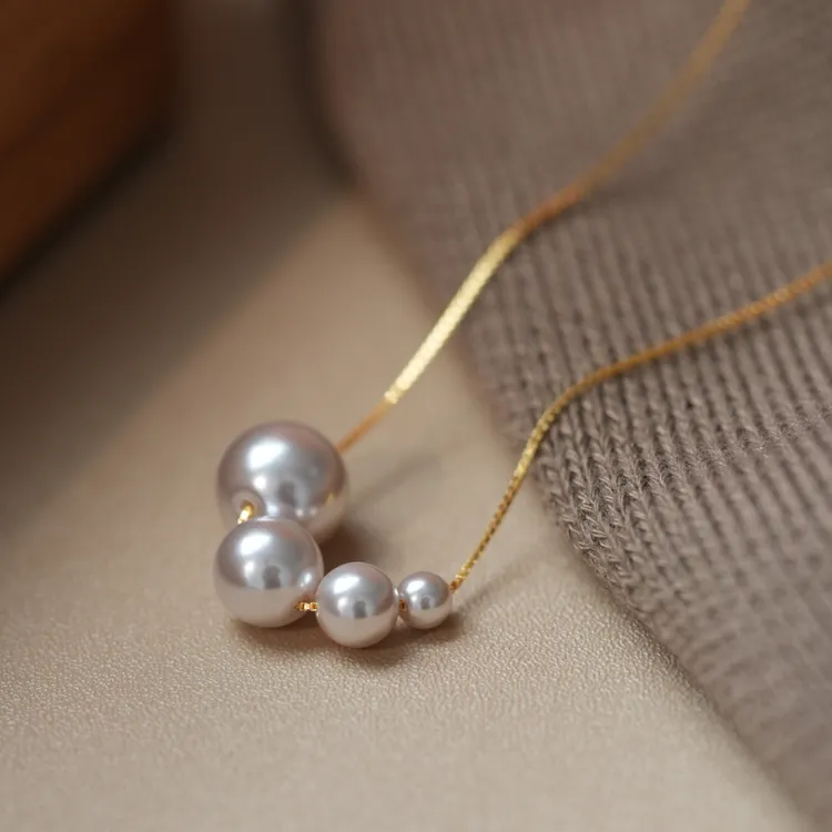 吊坠925银 泡沫之夏珠珠颈链轻奢小众设计感锁骨链女秋冬新款