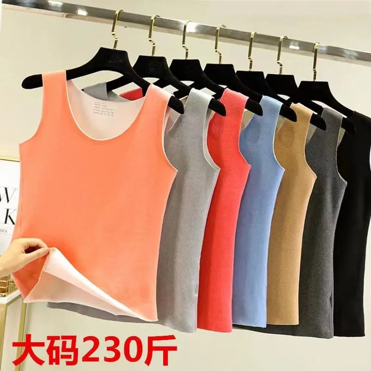 双面AB女士德绒背心秋冬季加厚保暖内衣无痕打底衫无袖内穿大码