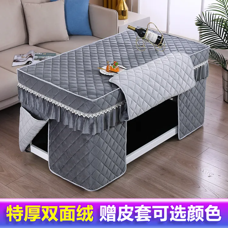 电炉罩套长方形加绒加厚烤火桌子罩套冬季茶几桌布套揭盖保暖桌罩