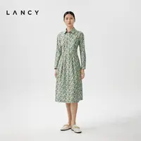 LANCY/朗姿都市假日风春季新款长袖衬衫连衣裙收腰修女装连衣裙