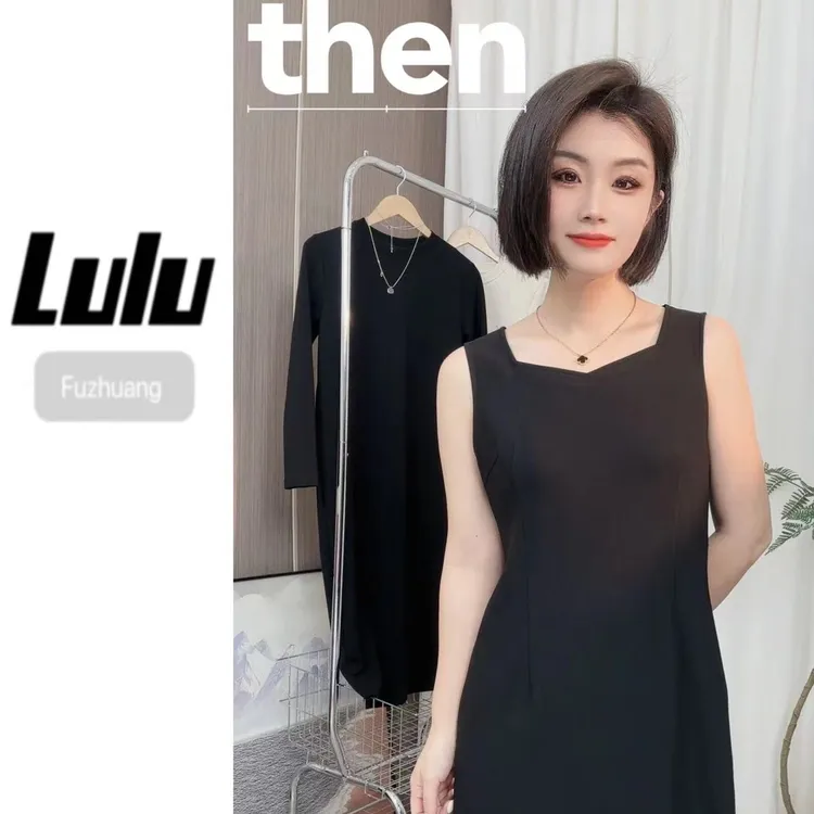 夏季时尚休闲收腰显瘦百搭无袖吊带气质纯色设计师女装连衣裙