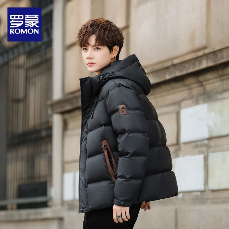 罗蒙羽绒服连帽2025新款白鸭绒冬季宽松加绒加厚保暖男款外套