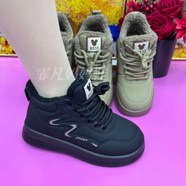 2025冬季新款老北京布鞋女款棉鞋加绒加厚软底防水防滑高帮妈妈鞋