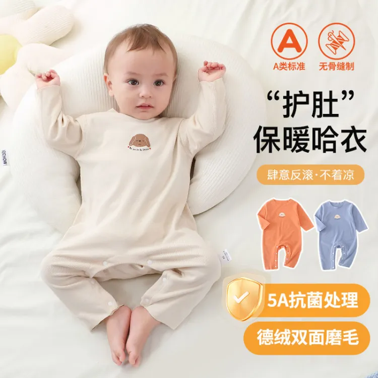 德绒婴儿连体衣A类无骨长袖保暖护肚哈衣秋冬双面柔软宝宝衣服商品图