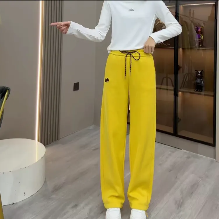 秋季新款窄版女直筒长裤显瘦高腰运动休闲裤时尚百搭遮肉女运动裤