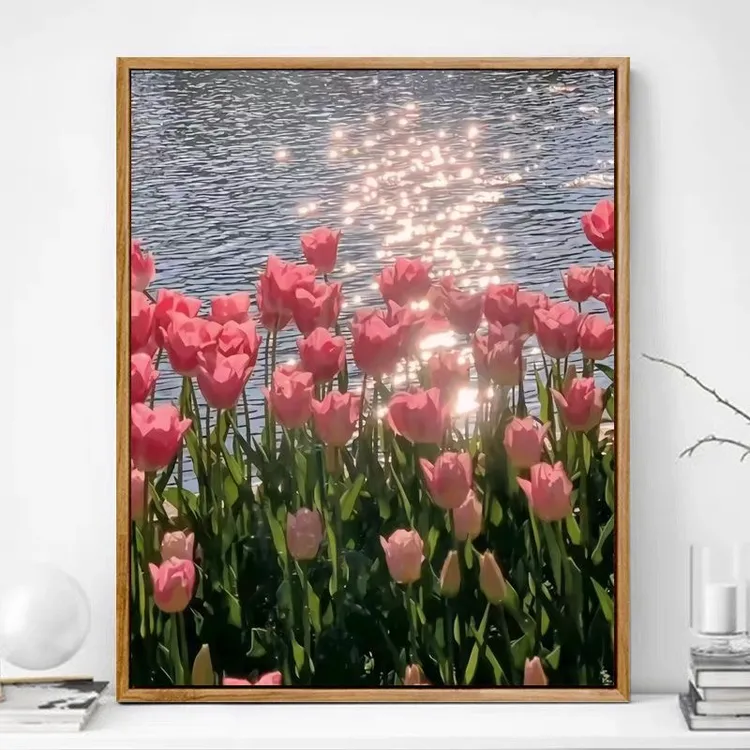 【直播专享】郁金香diy马赛克手工钻石画治愈简约花朵客厅装饰画