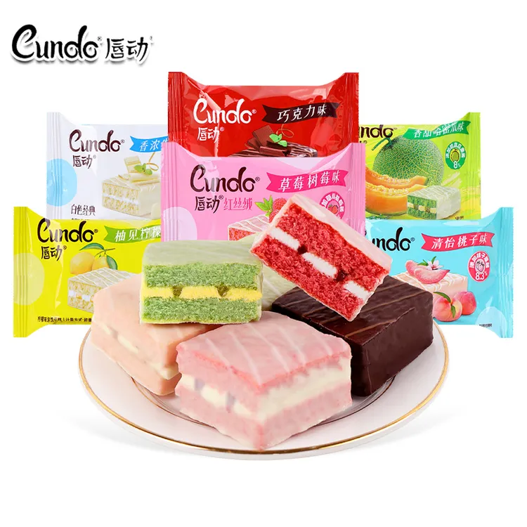 唇动红丝绒蛋糕巧克力派草莓树莓味夹心面包糕点心休闲小零食批发