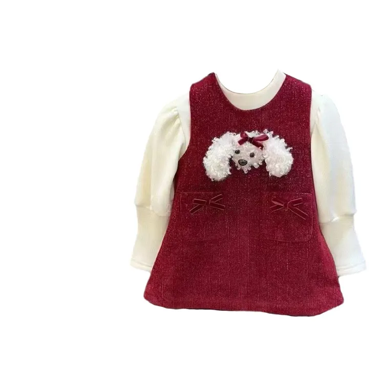 新款女童秋冬款套装公主裙韩版洋气加绒加厚周岁礼服连衣裙两件套