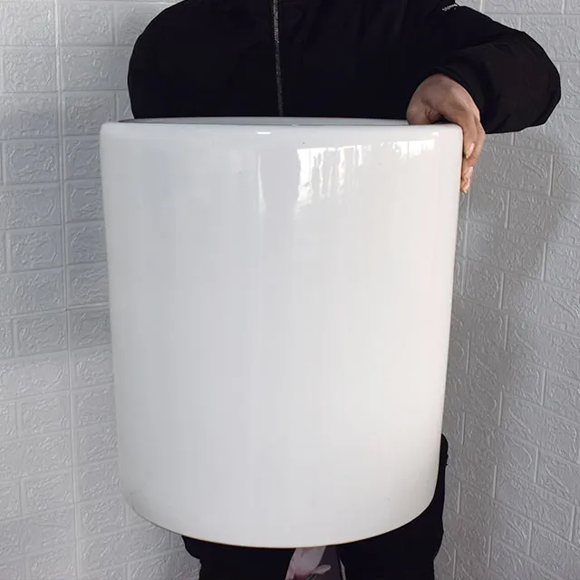 [广东潮州瓷都]家用直筒陶瓷花盆温馨天堂鸟圆形花盆散尾葵专用盆
