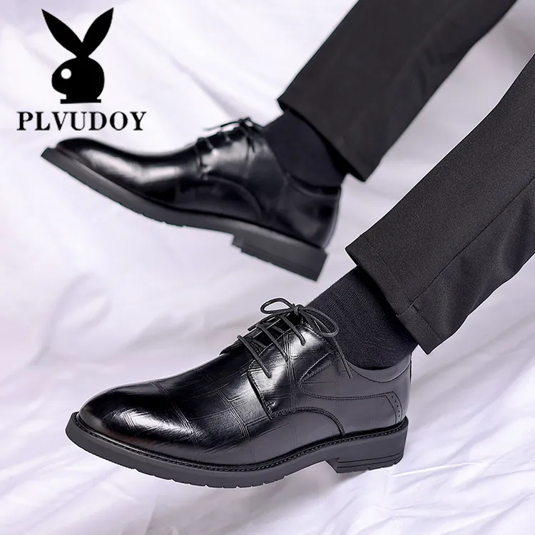 花公子品牌男士皮鞋商务正装男鞋工作鞋西服皮鞋增高韩版透气青年