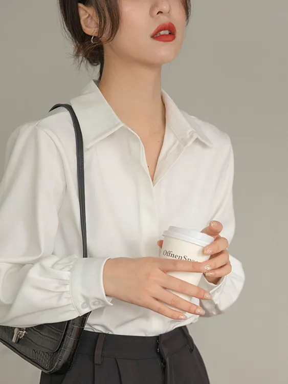 职业正装长袖气质白衬衫女设计感工装通勤2025春秋新款衬衣上衣女