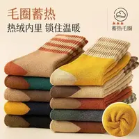 厚袜子女中筒袜冬款加绒加厚保暖袜ins潮流日系百搭复古毛圈长袜