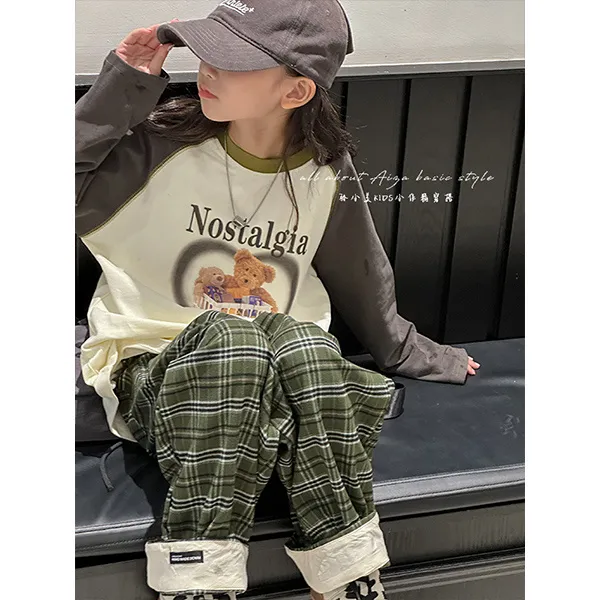 K24645韩国童装女童插肩袖T恤儿童春装新款长袖上衣春秋衣服潮款t