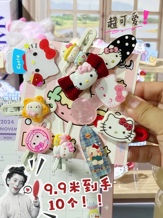 可爱卡通猫咪发夹少女心公主风甜美发饰套装儿童女童头饰发卡学生