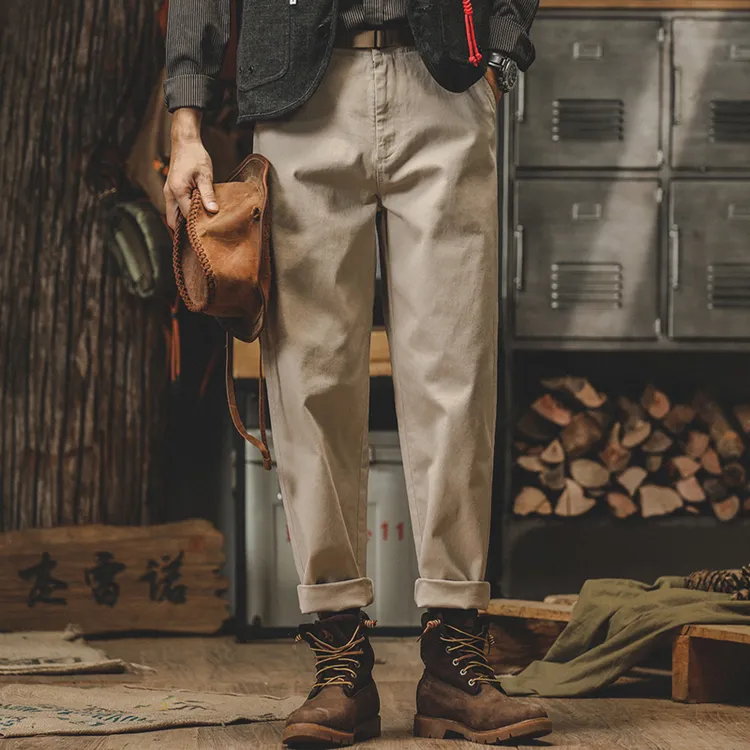 美式复古简约工装裤子男2025年秋季新款休闲裤男士宽松直筒锥形裤