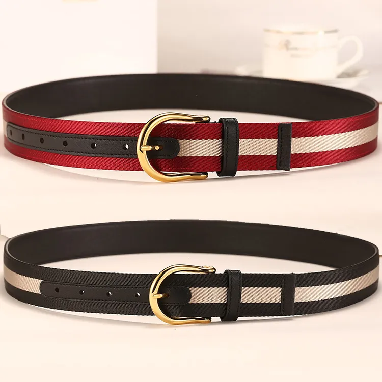 JIYE/迹也本命马年时尚高尔夫皮带男帆布牛皮真皮红腰带休闲裤带