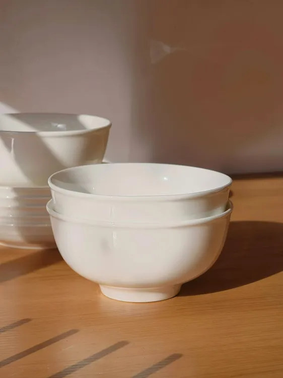 瓷县令【4只装】6英寸唇口骨瓷碗大面碗 家用商用釉下彩大碗防烫