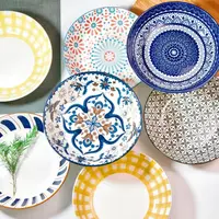 【盲选】8英寸外贸出口创意餐盘釉下彩网红陶瓷菜盘碗具景德镇瓷器