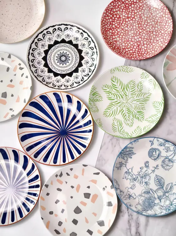 【盲选】釉下彩工艺家用创意陶瓷手绘网红圆形西餐盘陶瓷餐盘