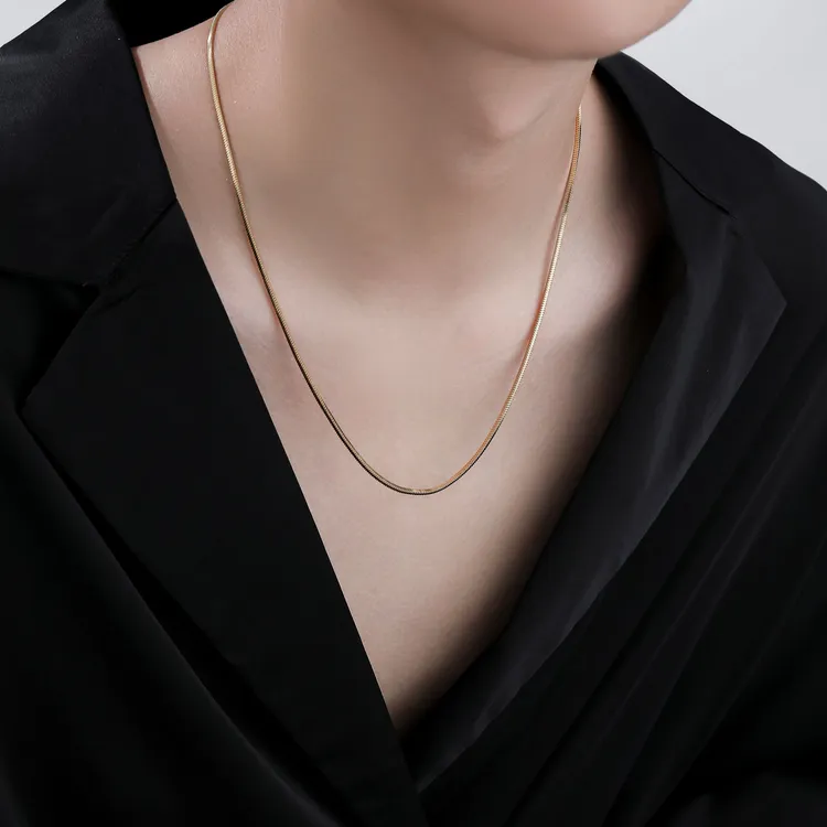 卡兰茵 不锈钢项链 蛇骨链潮嘻哈ins个性百搭小众时尚细款毛衣链