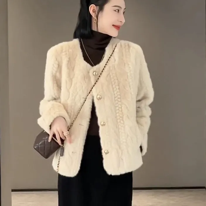 爆款小香风短款百搭网红上衣女外套显瘦气质时尚加厚外套毛毛