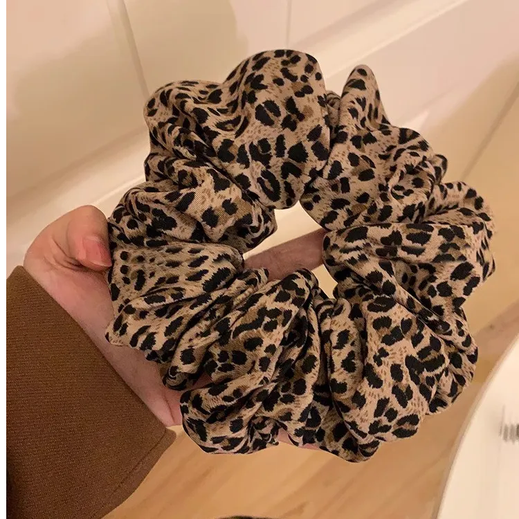 个性百搭豹纹大肠发圈千禧辣妹低马尾扎头发皮筋头绳高级感发饰女