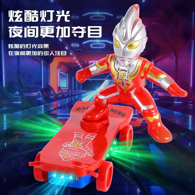 万向特技滑板车蜘蛛侠人翻滚车身灯光儿童电动玩具360度旋转炫酷