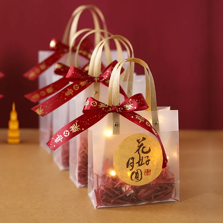 中秋节礼品袋透明月饼包装袋散装月饼手提袋烘焙糕点礼物礼盒空小