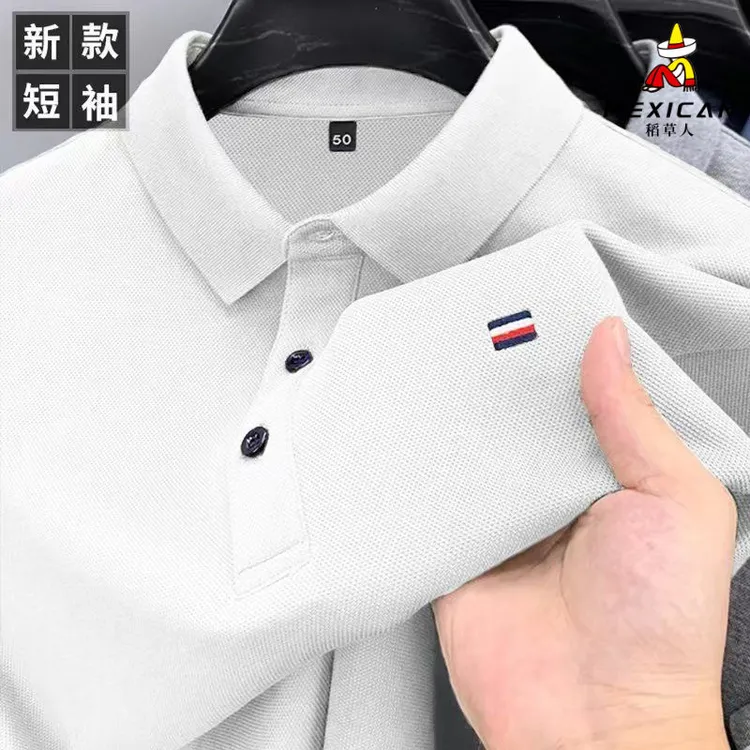 Mexican/稻草人POLO衫夏季短袖男士T恤宽松翻领刺绣青年男装上衣·
