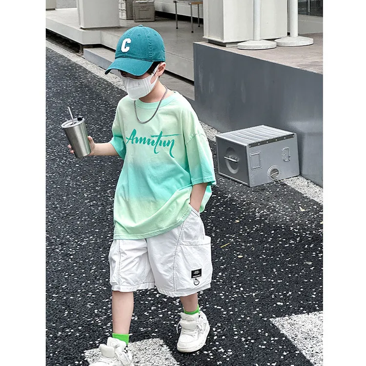 男童夏装套装2025新款儿童洋气宽松短袖中大童休闲薄款T恤TZW1093