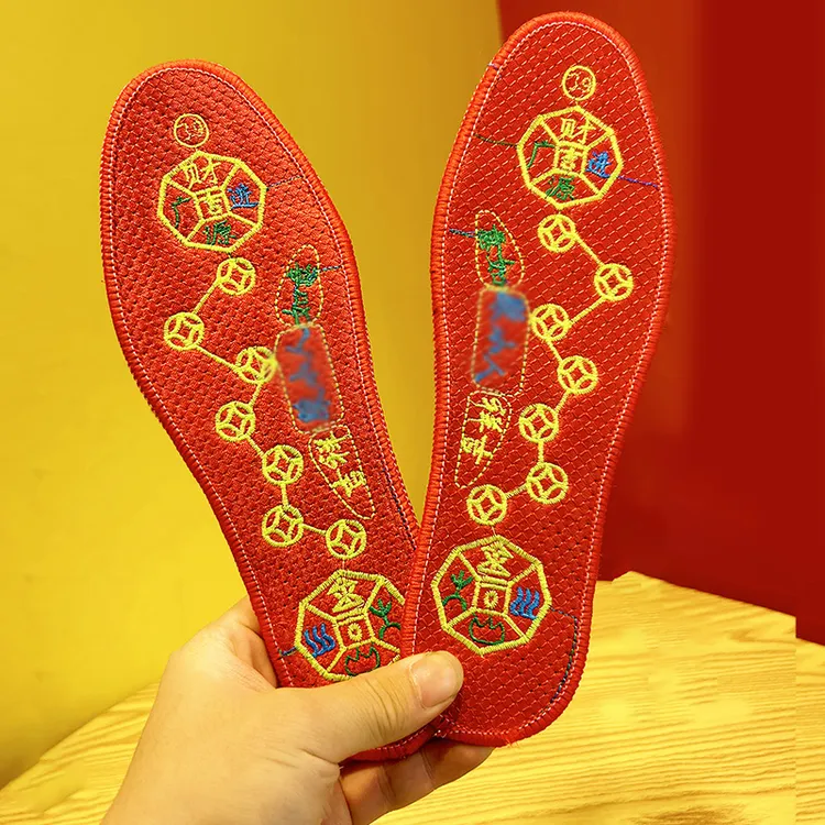 【脚踏七星】男女绣花红色鞋垫红色袜子生肖手工鞋垫除臭透气吸汗
