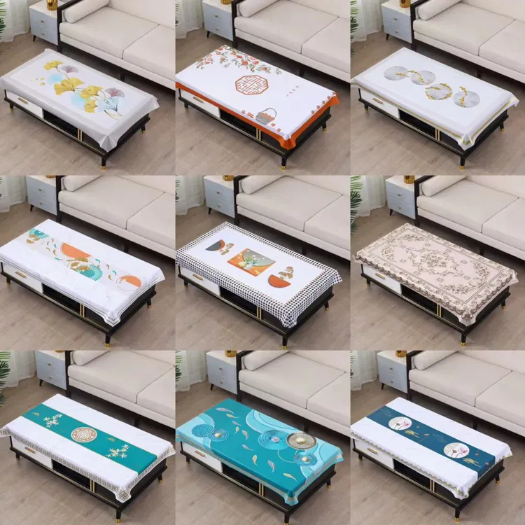 精雕镭射防油防水防烫pvc简约免洗餐桌布茶几布台布（90宽150长）