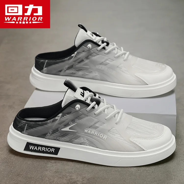 回力半拖帆布鞋男夏季透气一脚蹬懒人休闲板鞋百搭网面包头凉拖鞋