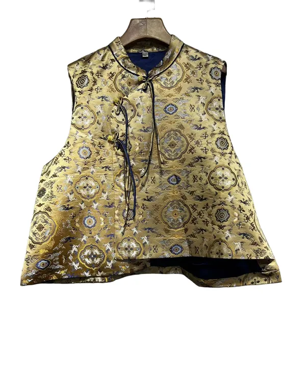 复古国风提花背心马甲