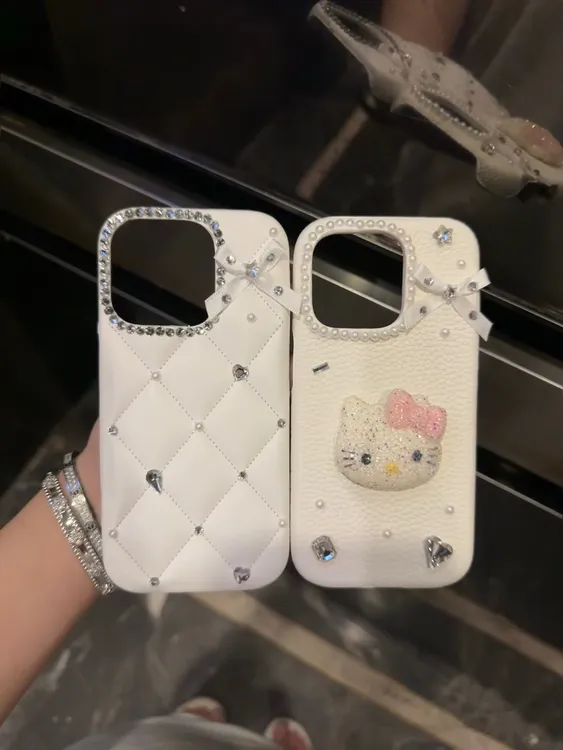 菱格皮纹闪钻iPhone16promax手机壳15适用于苹果14少女12高品质