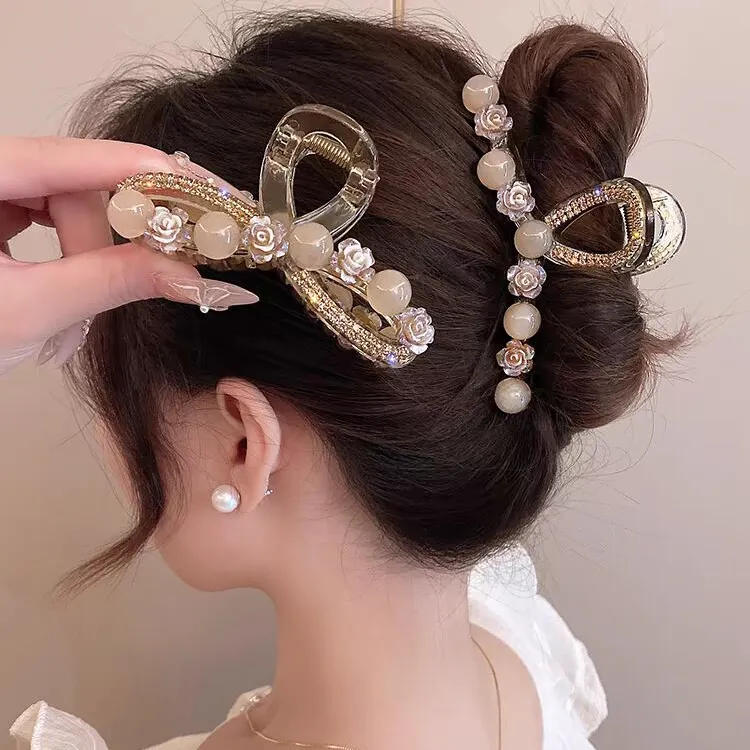 韩版抓夹2024新款超洋气夏天后脑勺发夹高级感轻奢盘发鲨鱼夹头饰