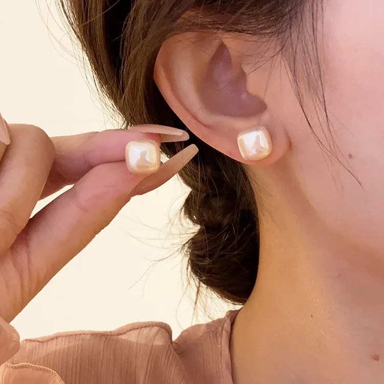 合金耳饰 方形甜美时尚气质网红耳环耳饰轻奢小众高级感简约耳钉