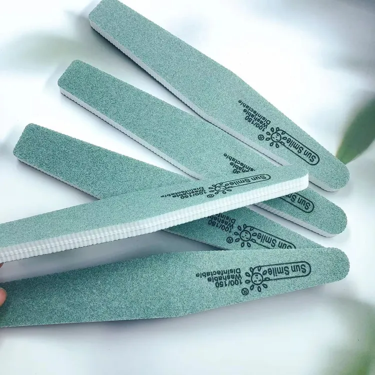 美甲硬式海绵挫条绿色打磨指甲面水洗海绵抛100/150砂