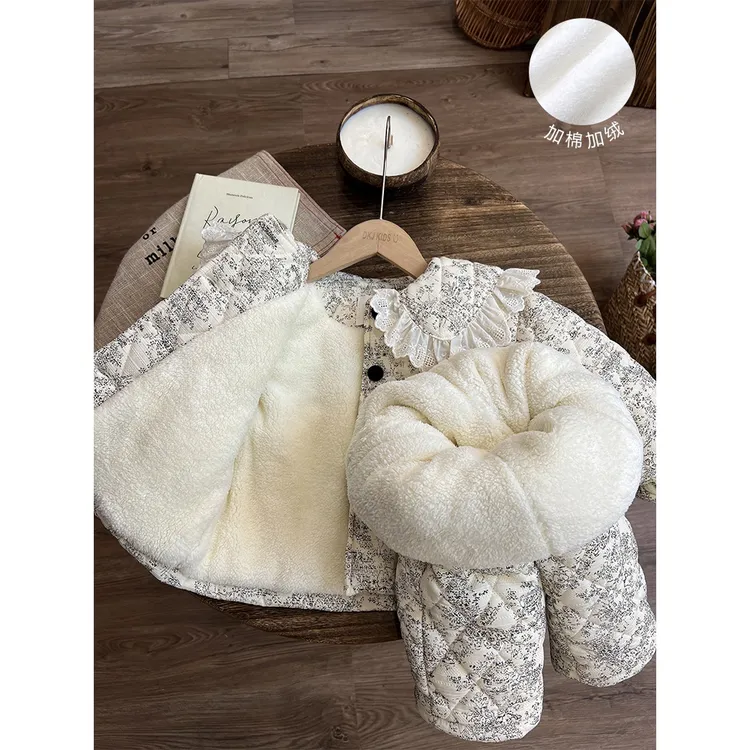 儿童睡衣2024新款冬款大童童装洋气家居服女宝宝三层夹棉冬季女孩