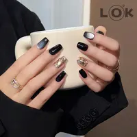 洛克奈儿『莉莉丝』黑色简约猫眼 纯手工穿戴甲镶钻爆闪气质纯欲