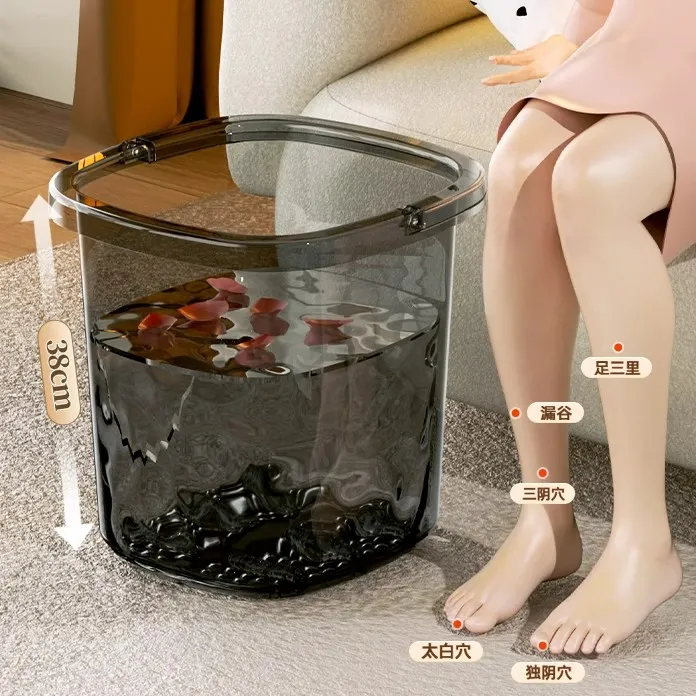 大泡脚桶超厚高深桶过小腿洗脚盆便携按摩加高厚家用养生桶足浴桶