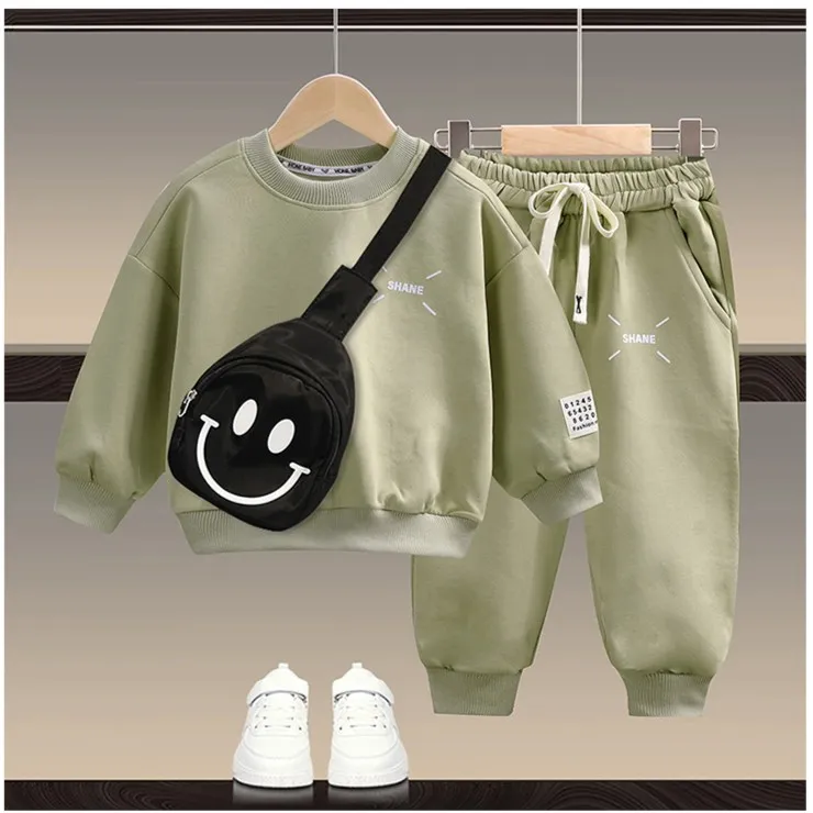 儿童春秋季新款韩版宽松休闲运动秋季宝宝卫衣套装男女童两件套